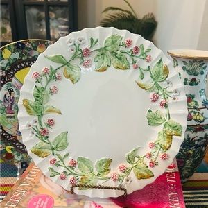 Vintage Majolica Style made in Italy plate with raspberries